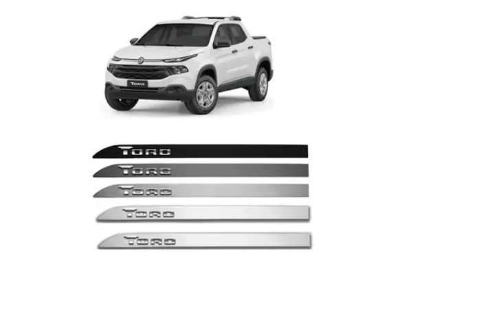Jogo Faixa Friso de Porta Escrita Alta Cromada Fiat TORO 