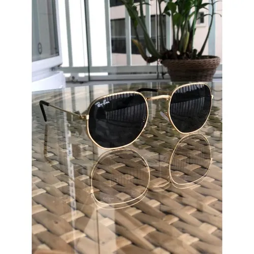 Óculos de Sol Hexagonal Retro Preto E Dourado Unissex Verão Blogueira Blogueiro