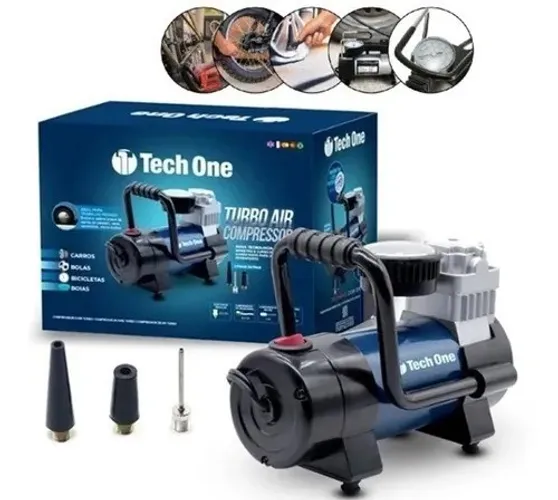Compressor De Ar Portátil 12v Até 100psi Carro Moto Bola