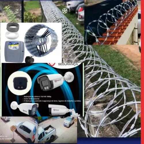 Concertina, cerca elétrica, interfone, câmera de segurança
