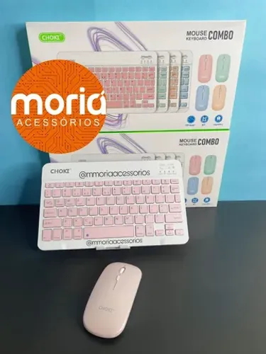 Kit Teclado e Mouse Bluetooth Sem Fio Tablet, Celular e IPad.