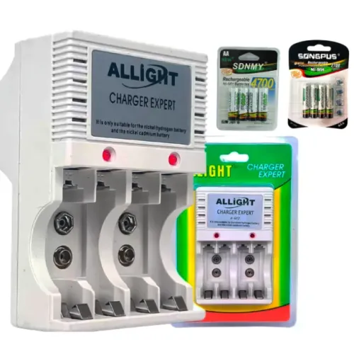 Kit Carregador Com Pilhas Aa 4700mah Aaa 2700mah Recarregável Cartela Com 4 Unidades
