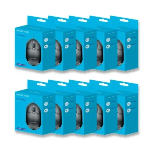 Kit Com 10 Mouse Para Pc Óptico Usb 1200dpi Atacado/revenda MO300 - Multilaser  cod: 9951