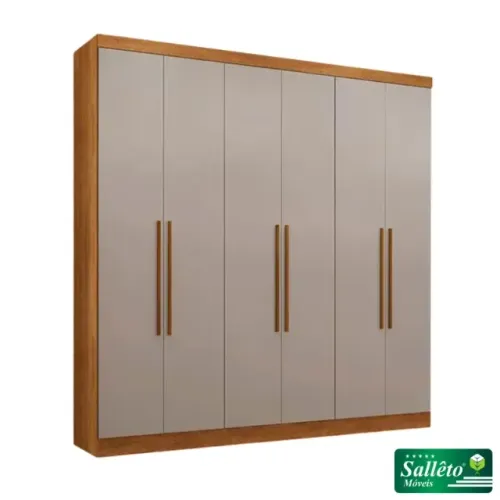 Guarda Roupa Coliseu Cinamomo/Off 6Pts 4Gvs Sallêto - Entrega Rápida! 