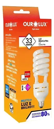 LAMPADA FLUORESCENTE ESPIRAL 33W X 220V 6400K