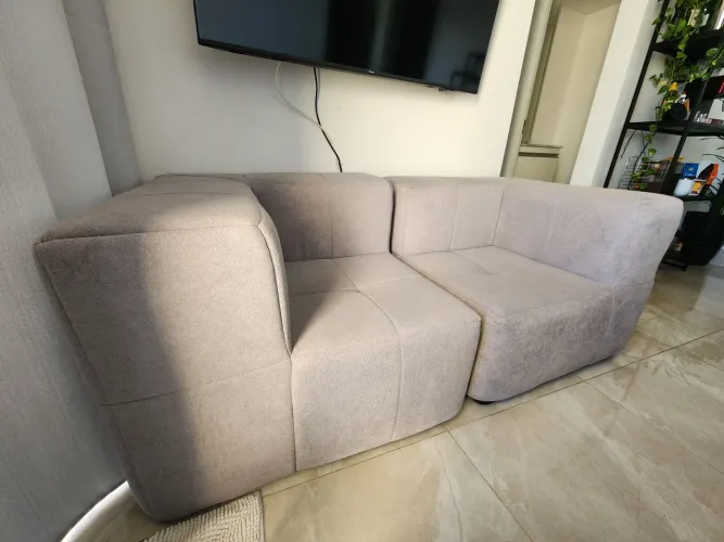 Sofá modular cinza claro - 2 módulos de canto - Marca (Sofa na Caixa)