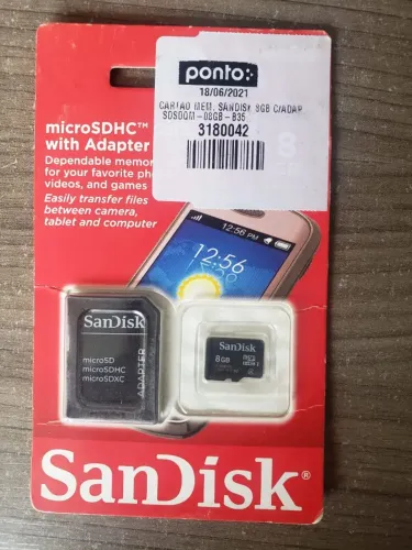 CARTÃO DE MEMÓRIA SANDISK 8GB 40,00