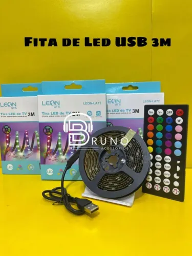 Fita LED USB 3M - Ritmo de som Iluminação RGB para TV