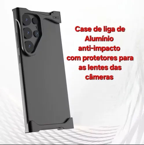 Case de Alumínio Anti-Impacto S25 Ultra com Protetores de Lentes e Películas