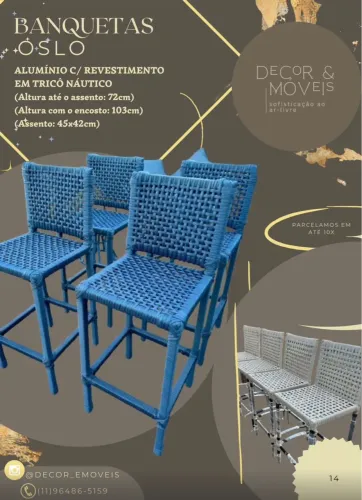 Banquetas Oslo - Alumínio com Tricô Náutico 590 cada