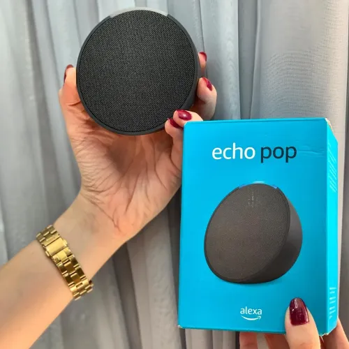 Echo Pop Amazon, com Alexa, Smart Speaker, Som Envolvente, Preto<br>