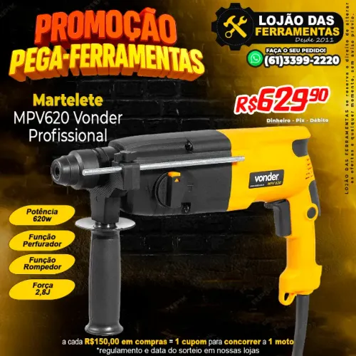 Martelete Perfurador Rompedor 2,8J MPV620 Vonder
