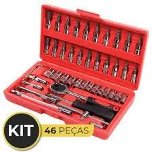 kit ferramenta com 46 peças de soquete chave de fenda catraca