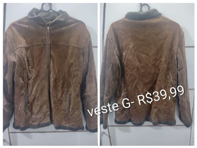 Casaco de frio bege/marrom Tam G
