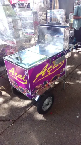 Carrinho em inox para açaí, um compartimento, novo!