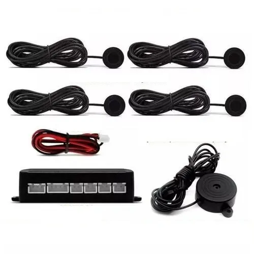 Sensor De Estacionamento de Re Sirene Universal Preto 4 Pontos Automotivo