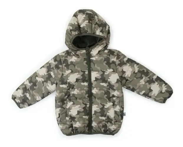Jaqueta Bebê Infantil Menino Tip Top Camuflada Verde Com Capuz, Zipper e Bolsos - Toddler