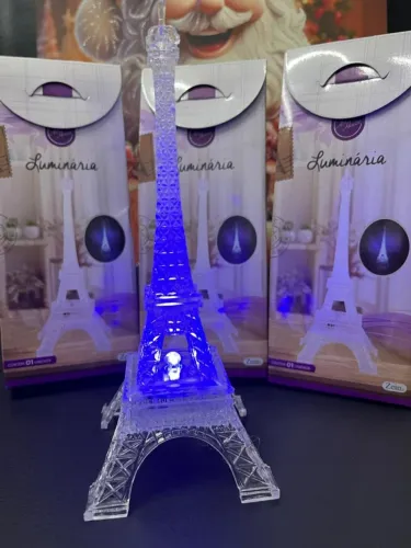 Luminária Torre Eiffel Paris Luz Colorida Piscante 