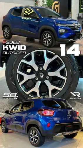 Rodas aro 14 Renault Kwid Preta com diamantado 3x100 novas