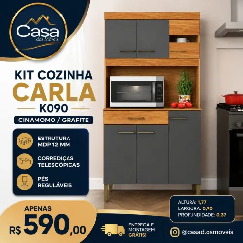 Kit cozinha Carla Cinamomo Grafite