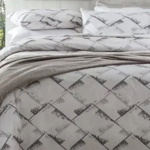 Jogo de Cama Estampado Cinza 200 fios Queen