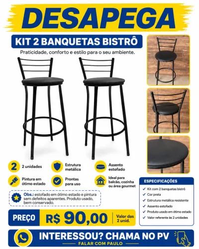 Kit Banqueta Bistrô- Preto