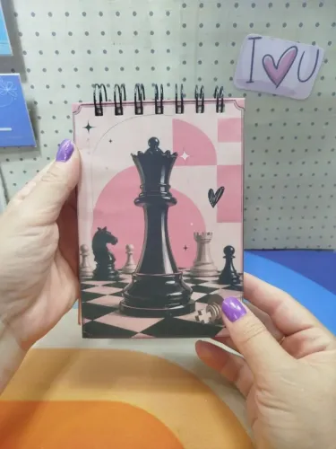 Bloquinho A6 Capa Dura Tema Xadrez