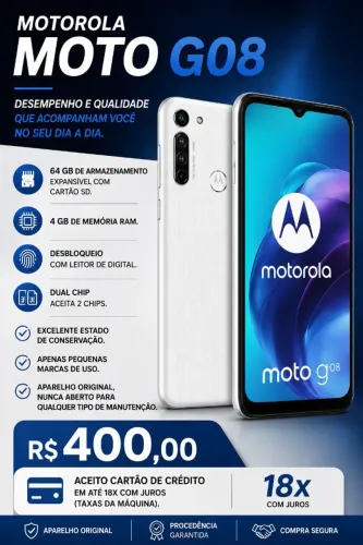 MOTOROLA MOTO G08 BRANCO 64GB 4GB RAM PERFEITO ESTADO