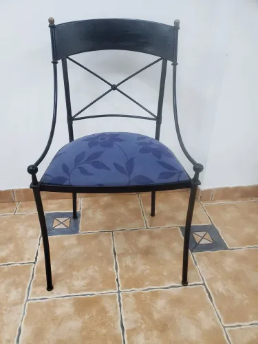 Cadeiras de ferro com acento estofado estilo Clássico/Bistro 8 cadeiras