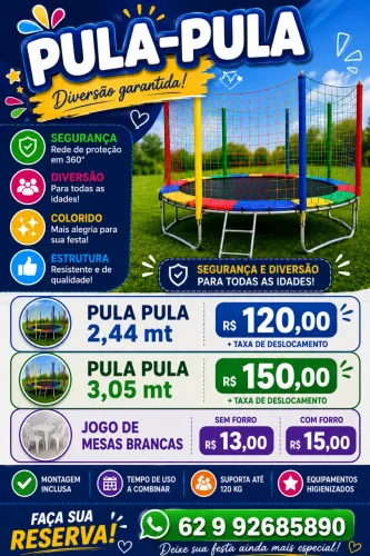 Aluguel de pula pula e locação de mesas