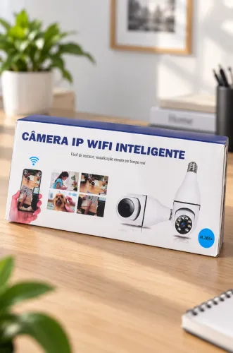 Câmera IP WiFi Inteligente Bocal Lâmpada Acesso Remoto H265+ *Entrega Grátis*