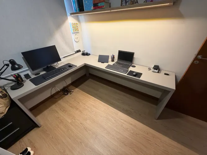 MESA/BANCADA DE ESCRITÓRIO 2 LUGARES - 100% MDF - IDEAL PARA HOME OFFICE