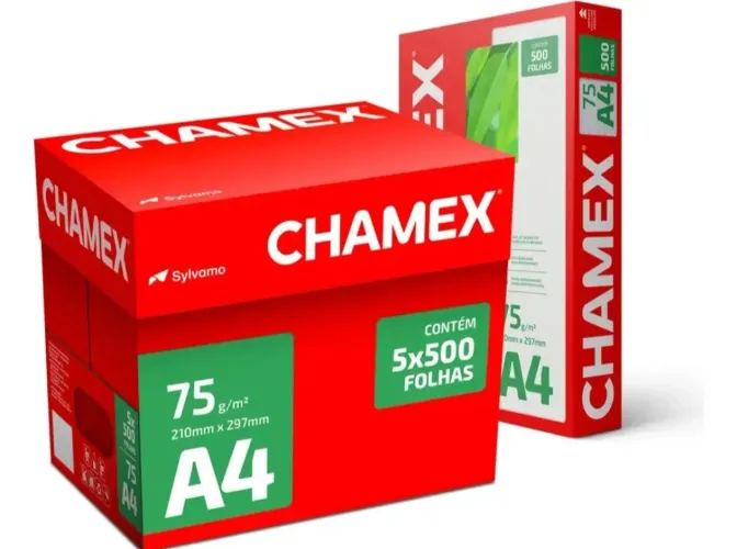 Papel Sulfite Chamex A4 75g - Kit Com 5 Pacotes de 500 Folhas (2500 Total)