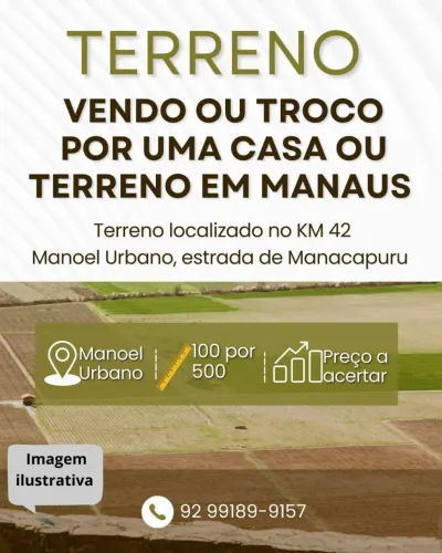 Vendo terreno no km 42, Manoel Urbano, estrada de Manacapuru.