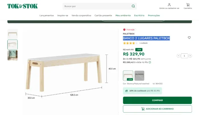 banco Paletbox da Tok&Stok