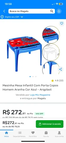 Kit mesa com cadeira ifantil