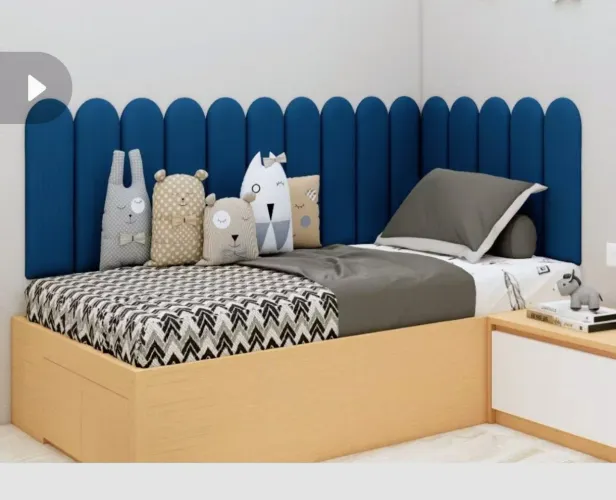 Kit cabeceira estofada Azul 25 peças 
