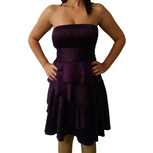 Vestido Mendry Esporte Fino Festa Roxo com Echarpe Tamanho P