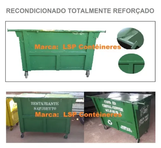 Container de lixo recondicionado de ferro