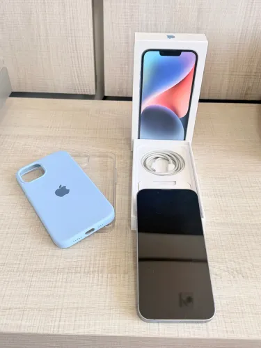 iPhone 14-126GB-Azul-Todos os acessórios e 2 capas