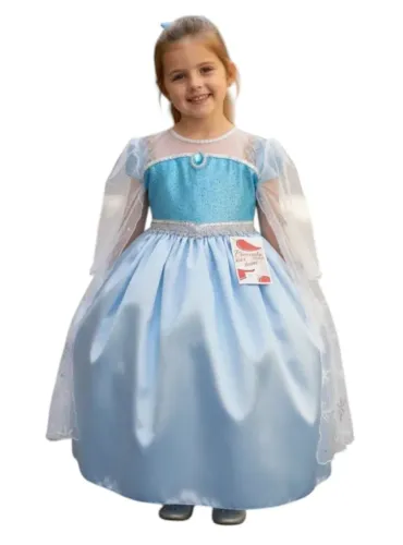 VESTIDO INFANTIL LUXO FESTA AZUL - FROZEN NOVO
