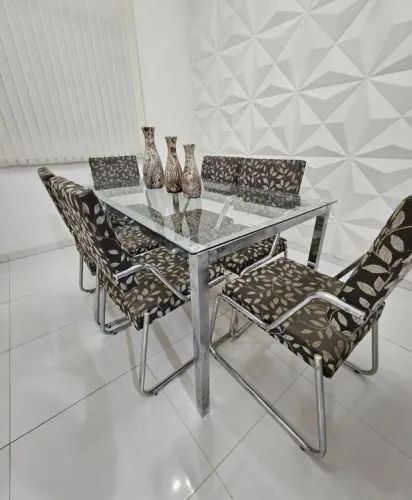 Mesa 6 cadeiras cromada 