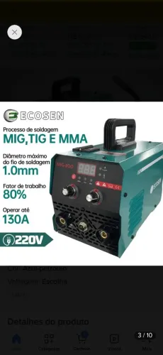 Máquina de solda Mig sem gás