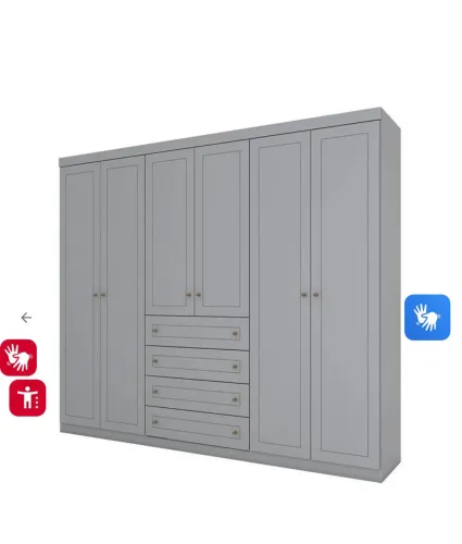 Guarda Roupa Casal Americano 6 Portas Cinza - Henn DESMONTADO