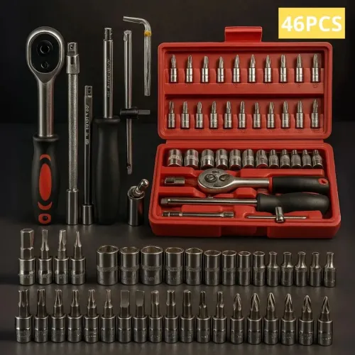 Kit de Ferramentas 46 Peças - Soquetes e Bits com Maleta completa- Novo