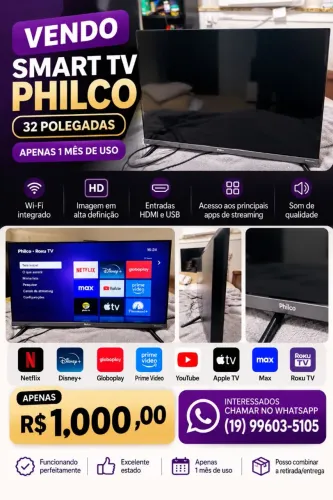? Smart TV Philco 32? ? Apenas 1 mês de uso!
