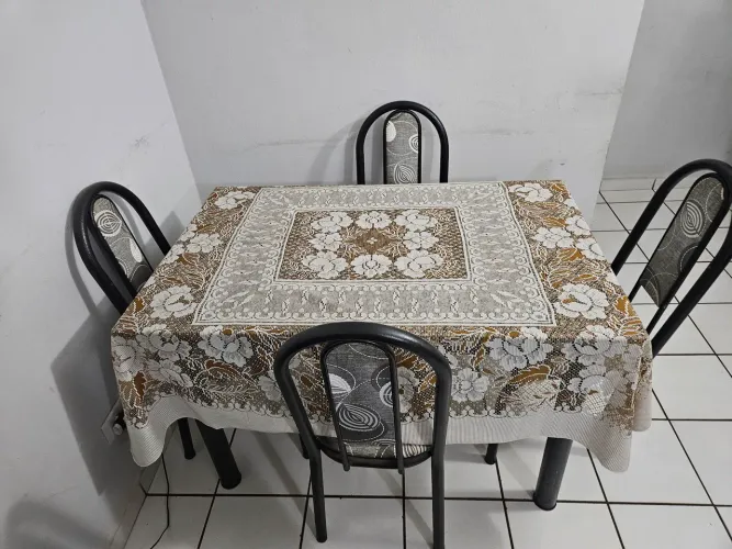 Mesa de Cozinha 4 cadeiras Preto/Granito