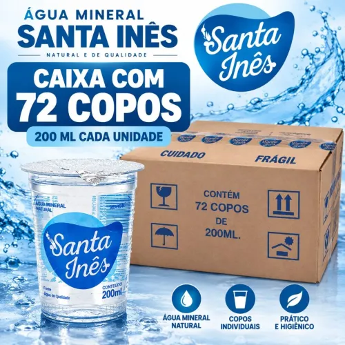 Água Mineral Santa Inês 200ml 72 Copos Caixa