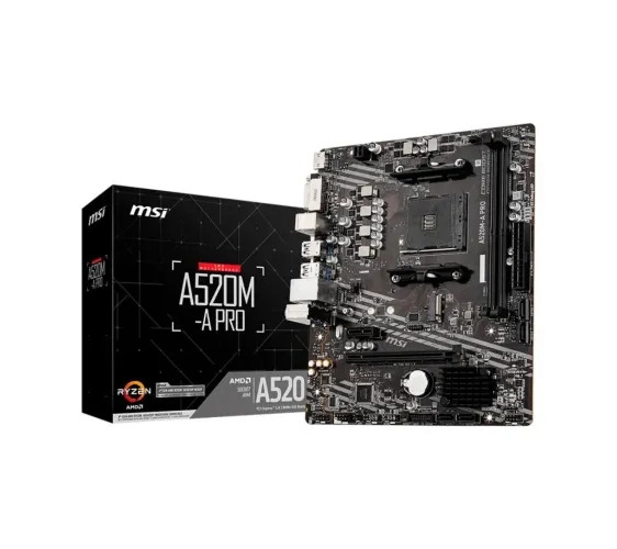 Placa-Mãe MSI A520M-A PRO, AMD AM4, mATX, DDR4, Preto - A520M-A PRO