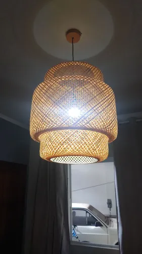 Luminária de sala de bambu